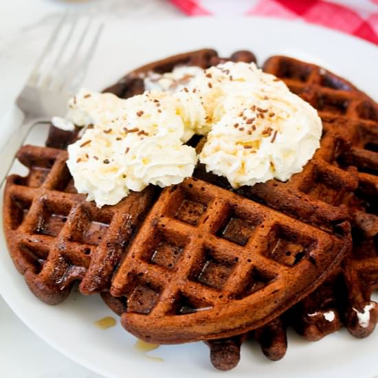 Fluffy Chocolate Cake Waffles