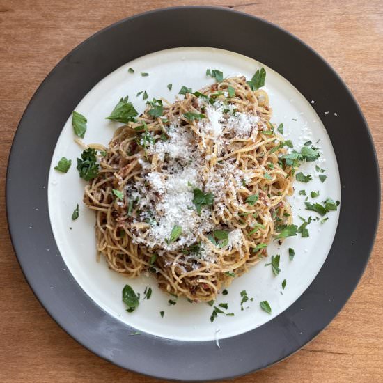Fig bacon jam pasta