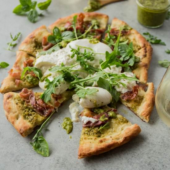 Pizza with Pesto and Prosciutto