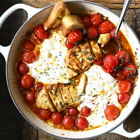 Chicken with Tomatoes and Burrata