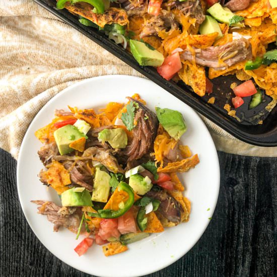 Keto Nachos using Leftover Pork