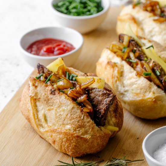 Onion Cheese Steak Sandwich