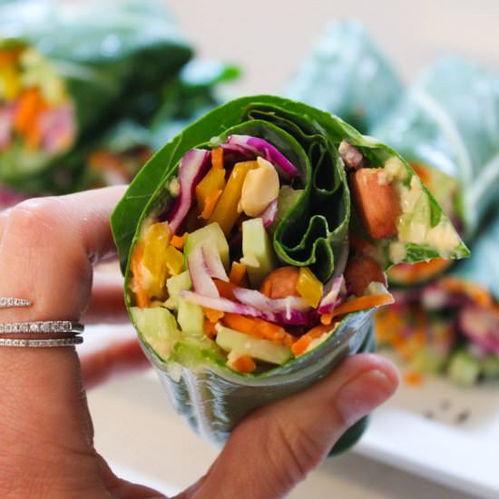 Collard wrap w/ peanut ginger sauce