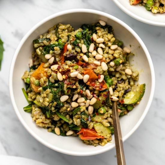 PESTO FRIED RICE WITH VEGETABLES