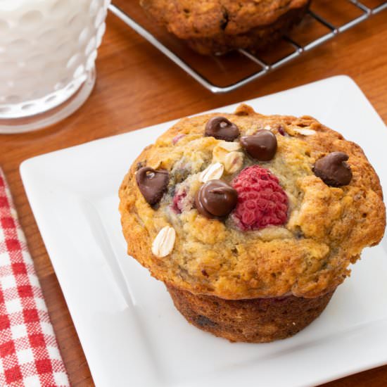 Banana Raspberry Chocolate Chip Muf