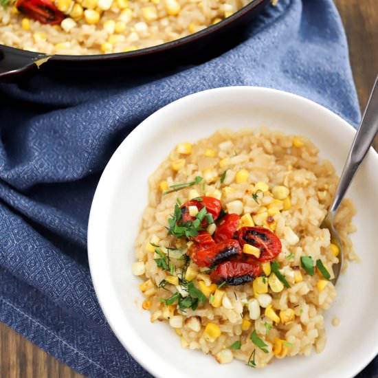 Corn Risotto with Blistered Tomato