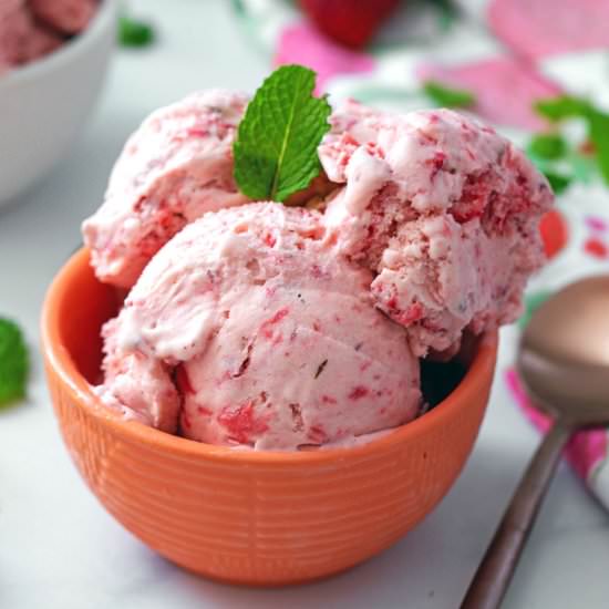Strawberry Mint Ice Cream