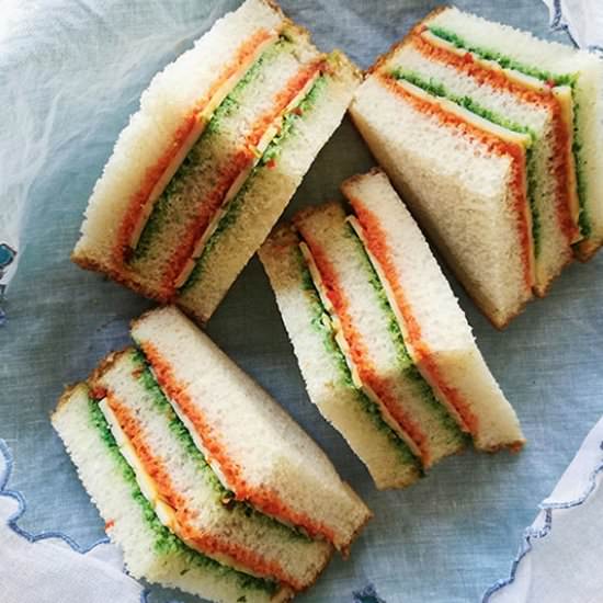 Tricolor Triangle Tea Sandwiches