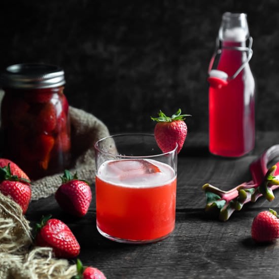 Strawberry Rhubarb Whiskey Sour