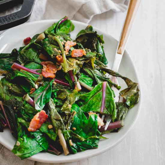 Kohlrabi Greens with Bacon