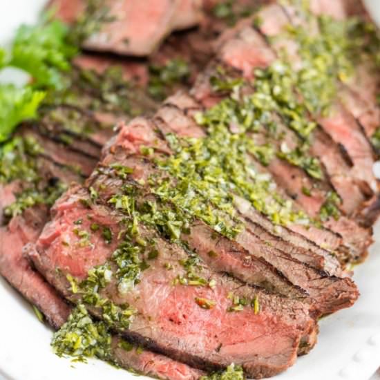 London Broil with Chimichurri Sauce