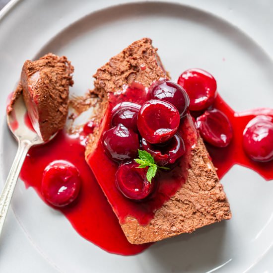 Chocolate Marquise w/cherry sauce