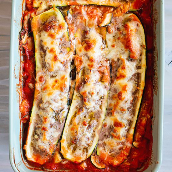 Ground Beef Stuffed Zucchini Boats