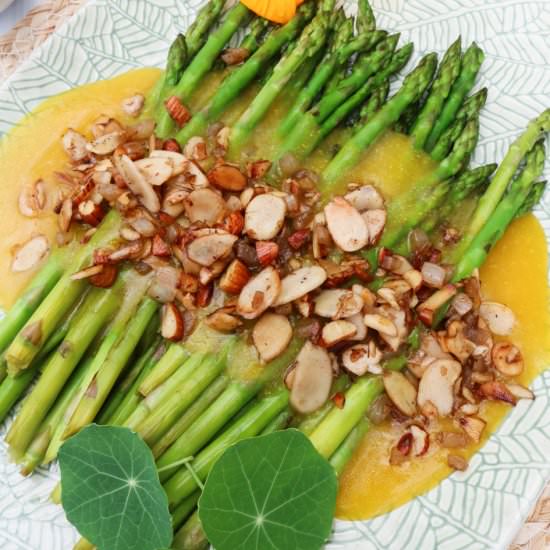 Vegan Asparagus & Egg Almondine