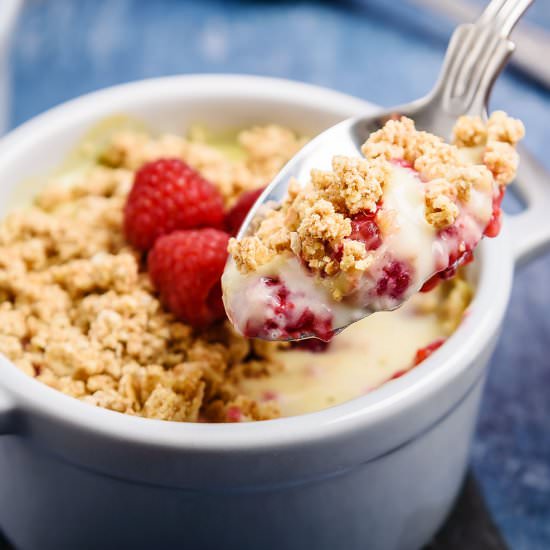 Vegan Fruit Custard Crumbles