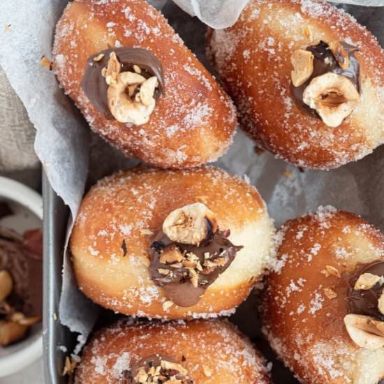 Fluffy Nutella Filled Yeast Donuts