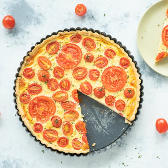 Easy Tomato Quiche with Goat Cheese