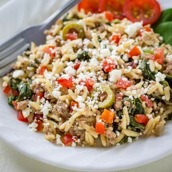 One Skillet Ground Beef with Orzo
