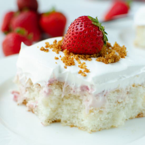 Strawberry Cheesecake Poke Cake