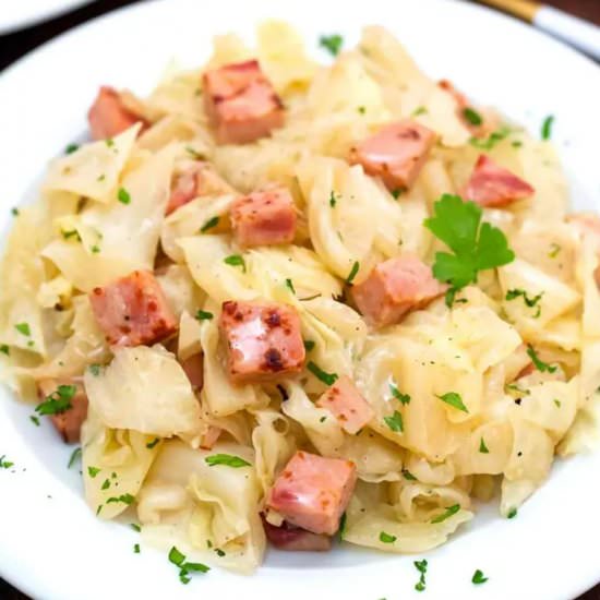 Fried Cabbage and Ham