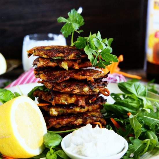 Gluten Free Carrot Fritters with Su
