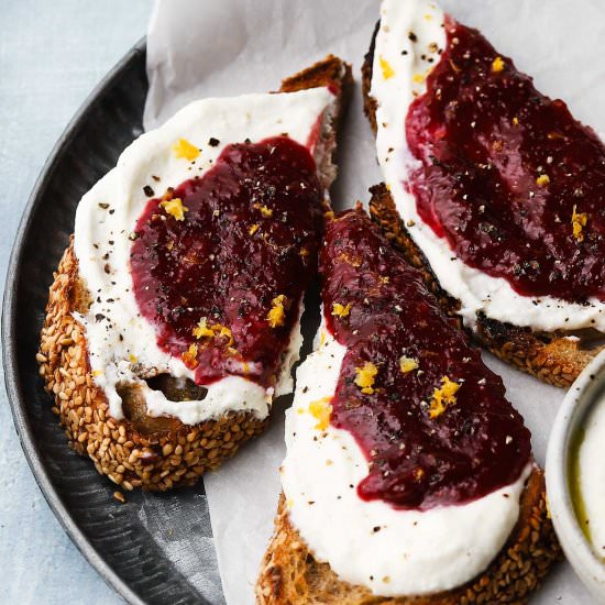 Whipped Ricotta Toast with Jam