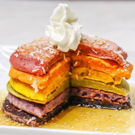 Rainbow No-Dye Pancakes