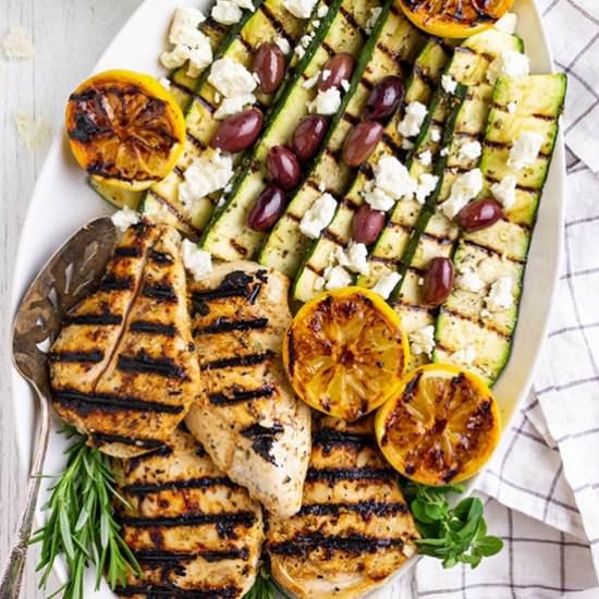 Greek grilled chicken with zucchini
