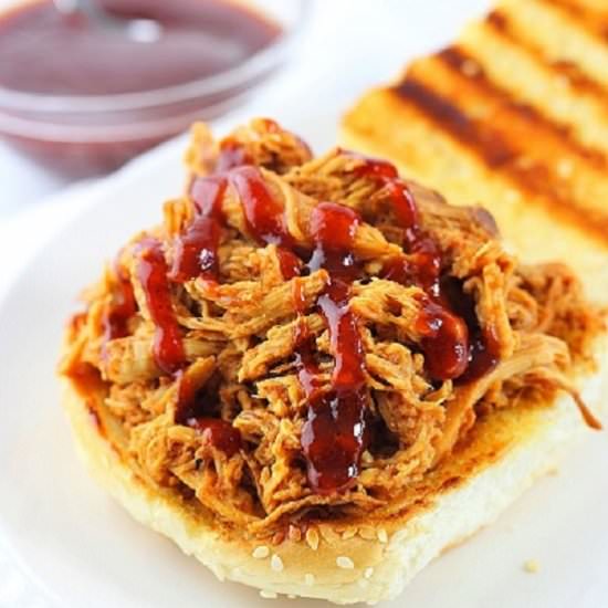 slow cooker BBQ pulled chicken