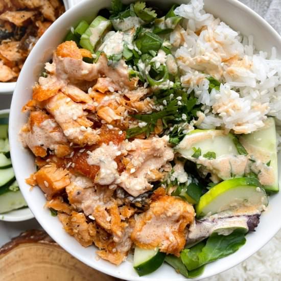 Cooked Salmon Poke Bowl