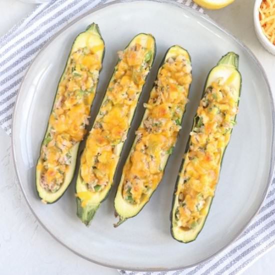 Tuna Melt Stuffed Zucchini Boats