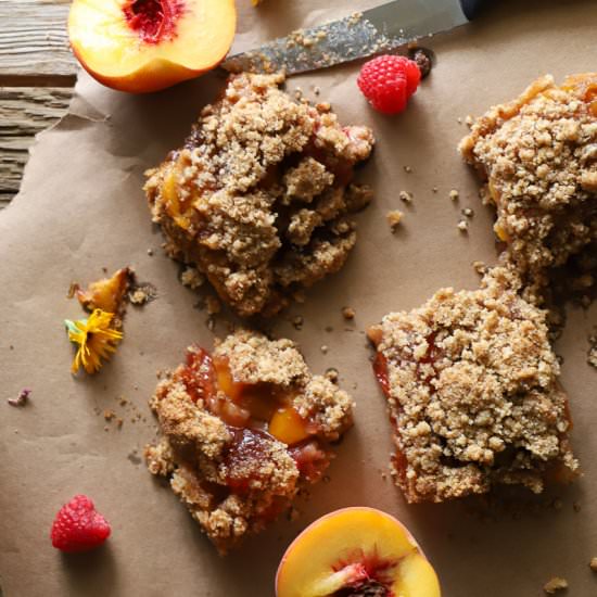 Raspberry Peach Crumb Bars