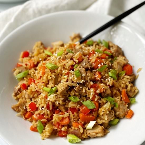 Leftover Pork Fried Rice (no eggs)