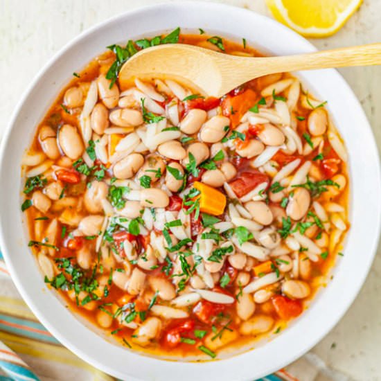 Slow Cooker White Bean & Orzo Soup