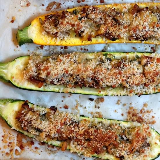 Pancetta-Parmesan Stuffed Zucchini