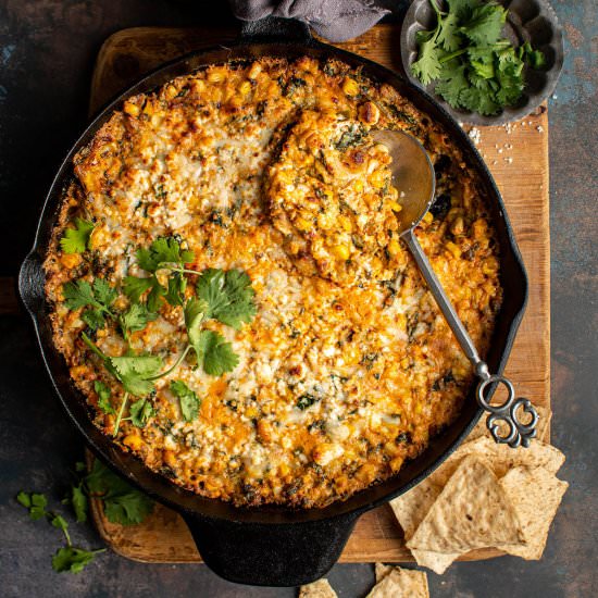 Chorizo corn spinach dip