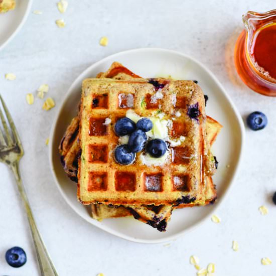 Zucchini Blueberry Oat Waffles