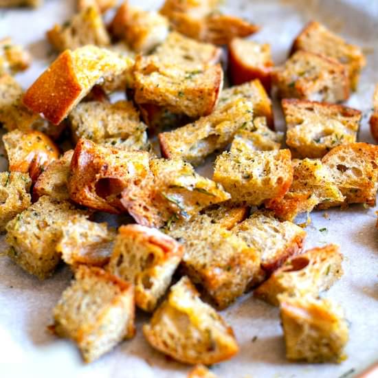 Herb & Garlic Sourdough Croutons