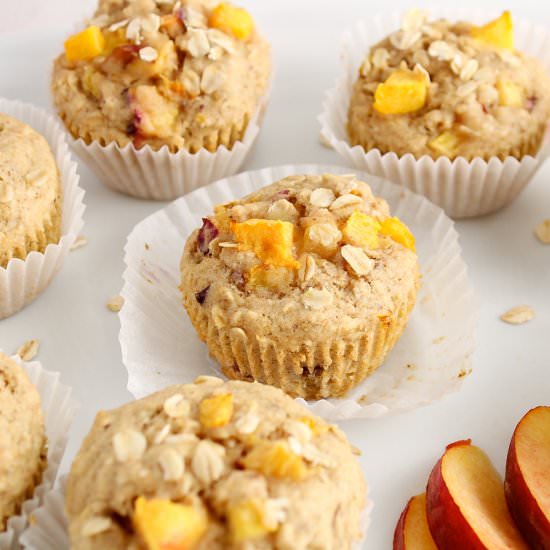 Vegan Peach Oatmeal Muffins