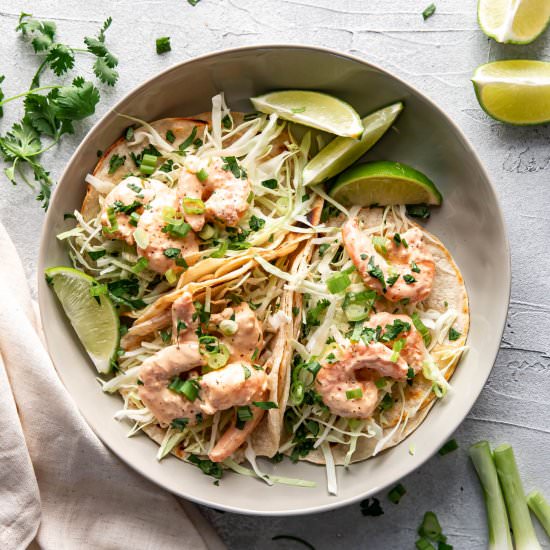 Skinny Bang Bang Shrimp Tacos