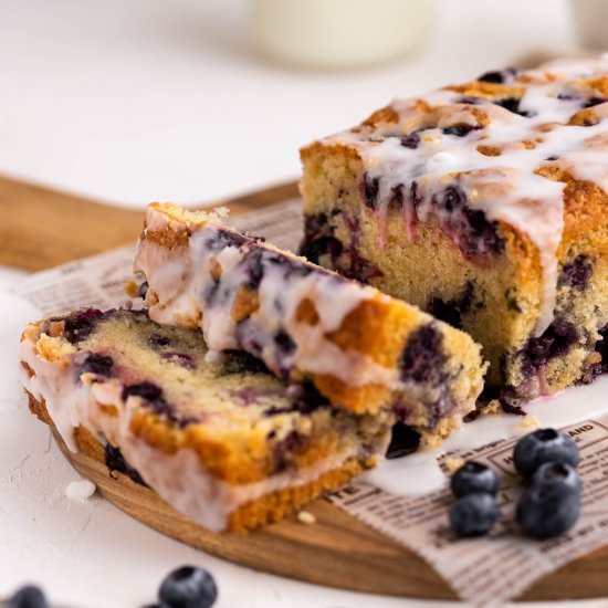 Vegan lemon blueberry loaf cake