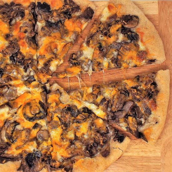 Mushroom Cheesesteak Pizza