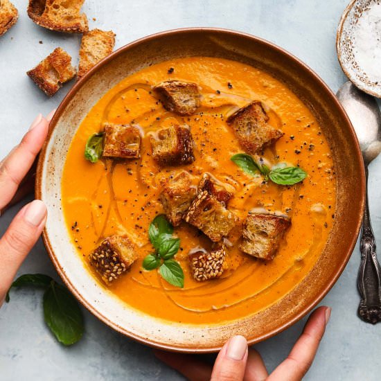 Heirloom Tomato Soup with Croutons