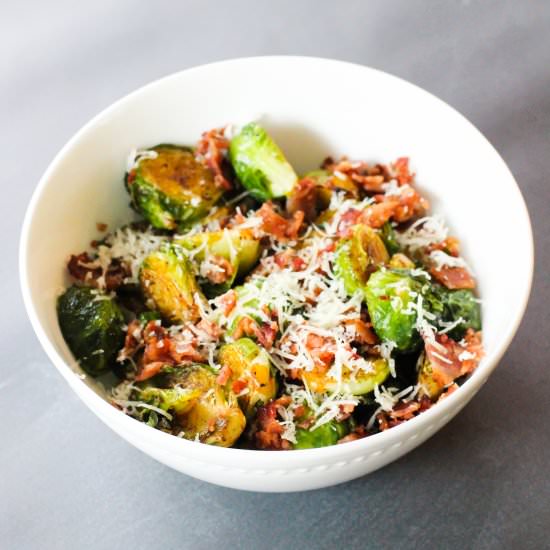 Fried Brussels Sprouts with Bacon