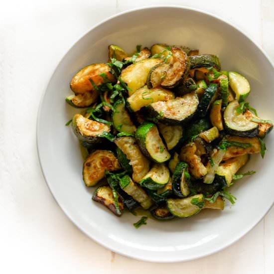 Pan Seared Zucchini with Basil