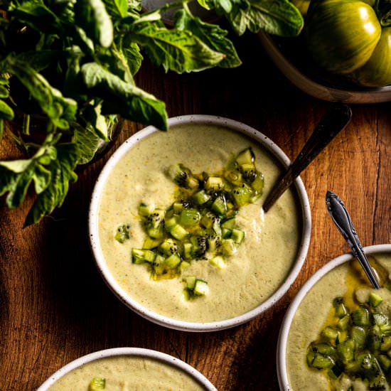 Easy Vegan Green Gazpacho (Tomato,