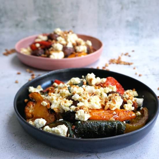 roasted vegetables with feta