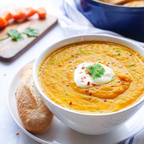 Spicy Carrot and Lentil Soup