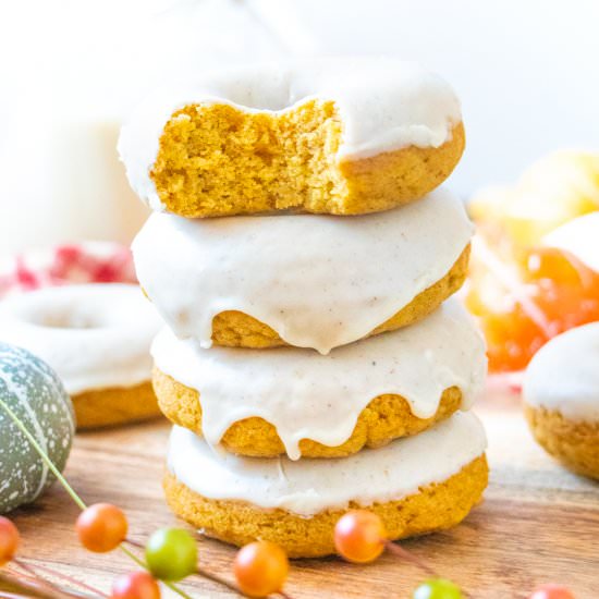 Vegan Maple Glazed Pumpkin Donuts