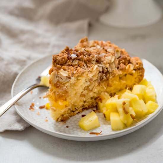 Pineapple Coconut Streusel Cake